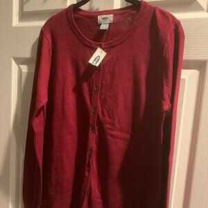 Old Navy Red Sweater Size M Button Down NWT
